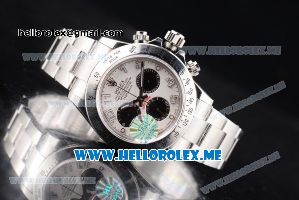 Rolex Daytona Clone Rolex 4130 Automatic Stainless Steel Case/Bracelet with White Dial and Arabic Numeral Markers (BP) - Click Image to Close